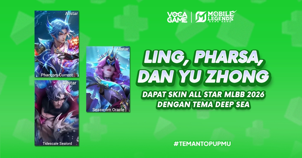 Ling, Pharsa, dan Yu Zhong Dapat Skin All Star MLBB 2026 dengan Tema Deep Sea