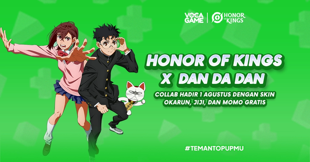 Honor of Kings x DAN DA DAN Collab Resmi Mulai 1 Agustus dengan Skin Okarun, Jiji, dan Momo Gratis