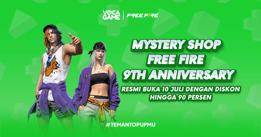 Mystery Shop Free Fire 9th Anniversary Resmi Buka 10 Juli, Diskon hingga 90 Persen